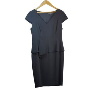 St John Caviar Silk Lined Black Evening Dress Size 8 l MSRP‎ $895